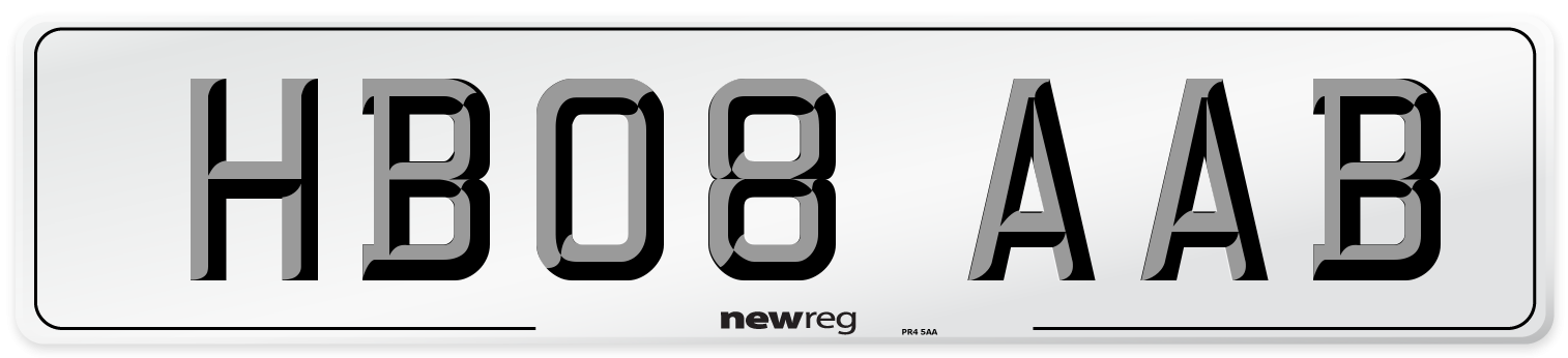 HB08 AAB Number Plate from New Reg